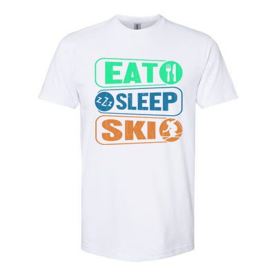 Skiing Funny Eat Sleep Ski Expert Snow Lover Skier Graphic Gift Softstyle CVC T-Shirt