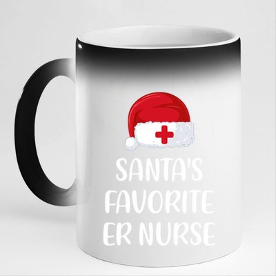 Santas Favorite Er Nurse Christmas Funny Pajama Costume Xmas Gift 11oz Black Color Changing Mug