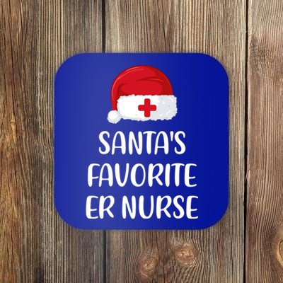 Santas Favorite Er Nurse Christmas Funny Pajama Costume Xmas Gift Coaster