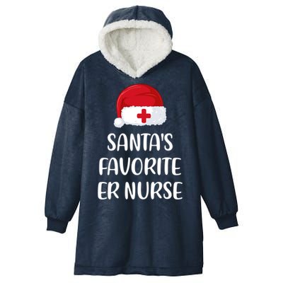 Santas Favorite Er Nurse Christmas Funny Pajama Costume Xmas Gift Hooded Wearable Blanket