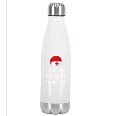 Santas Favorite Er Nurse Christmas Funny Pajama Costume Xmas Gift Stainless Steel Insulated Water Bottle