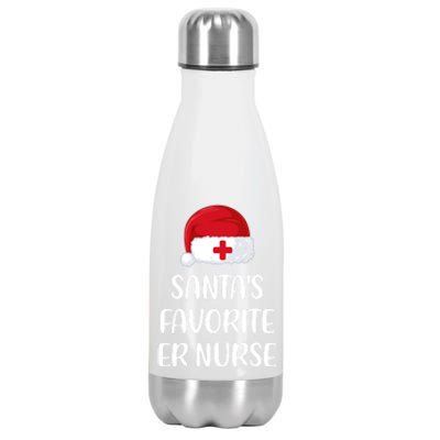 Santas Favorite Er Nurse Christmas Funny Pajama Costume Xmas Gift Stainless Steel Insulated Water Bottle