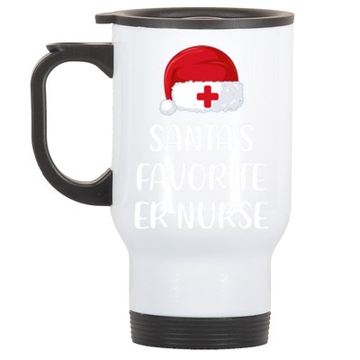 Santas Favorite Er Nurse Christmas Funny Pajama Costume Xmas Gift Stainless Steel Travel Mug