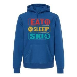 Skiing Funny Eat Sleep Ski Expert Snow Lover Skier Graphic Meaningful Gift Premium Hoodie