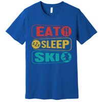 Skiing Funny Eat Sleep Ski Expert Snow Lover Skier Graphic Meaningful Gift Premium T-Shirt