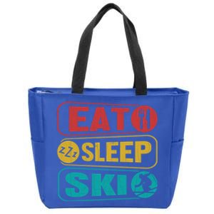 Skiing Funny Eat Sleep Ski Expert Snow Lover Skier Graphic Meaningful Gift Zip Tote Bag