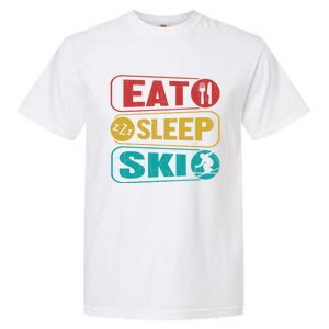 Skiing Funny Eat Sleep Ski Expert Snow Lover Skier Graphic Meaningful Gift Garment-Dyed Heavyweight T-Shirt