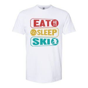 Skiing Funny Eat Sleep Ski Expert Snow Lover Skier Graphic Meaningful Gift Softstyle CVC T-Shirt