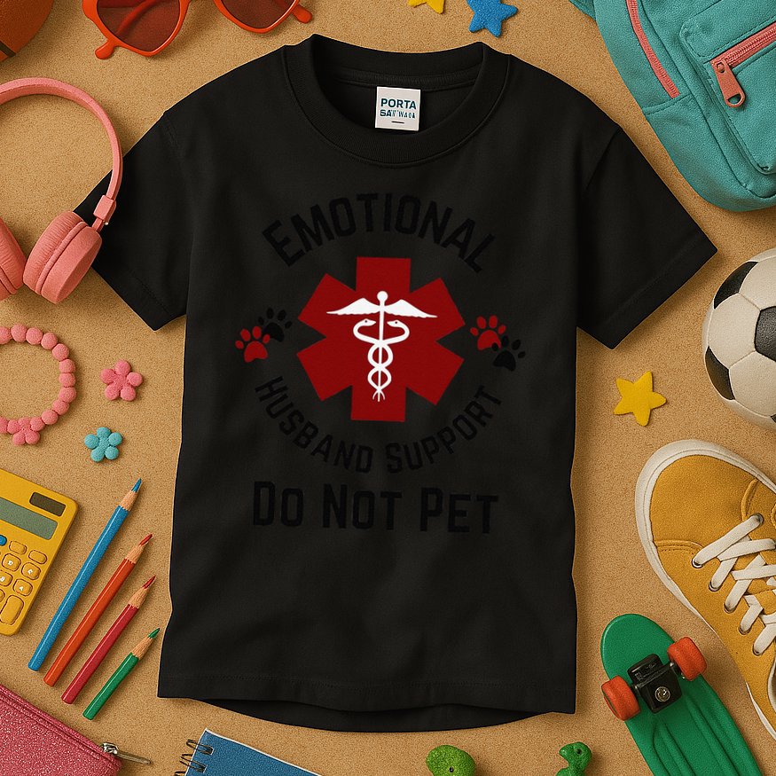 Sarcastic Funny Emotional Husband Support Do Not Pet Funny Kids T-Shirt