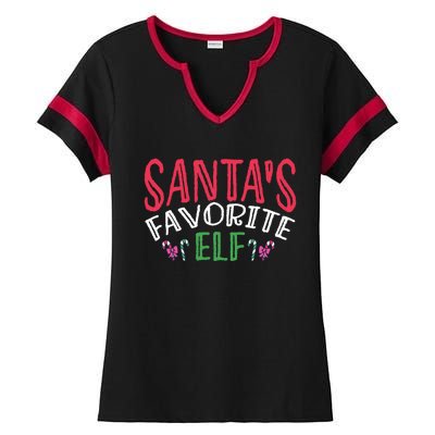 SantaS Favorite Elf Festive Christmas Family Holiday Gift Ladies Halftime Notch Neck Tee