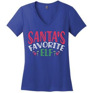 SantaS Favorite Elf Festive Christmas Family Holiday Gift Women's V-Neck T-Shirt