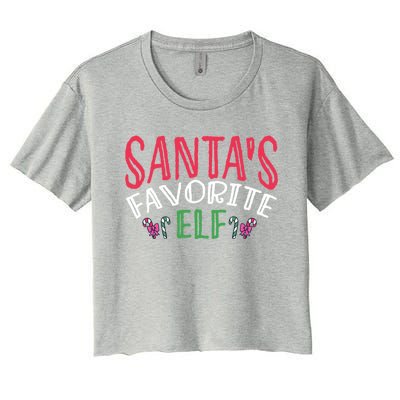 SantaS Favorite Elf Festive Christmas Family Holiday Gift Women's Crop Top Tee