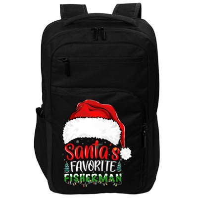 Santa's Favorite Fisherman Santa's Hat Christmas Fishing Premium Impact Tech Backpack