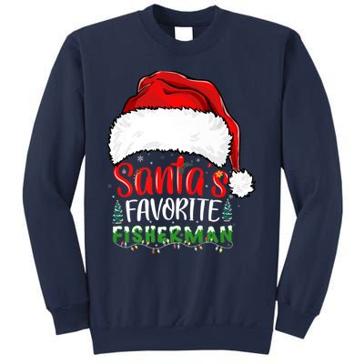 Santa's Favorite Fisherman Santa's Hat Christmas Fishing Premium Sweatshirt