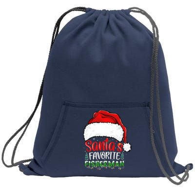 Santa's Favorite Fisherman Santa's Hat Christmas Fishing Premium Sweatshirt Cinch Pack Bag