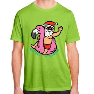 Santa Flamingo Floatie Funny Christmas In July Summer Xmas Adult ChromaSoft Performance T-Shirt