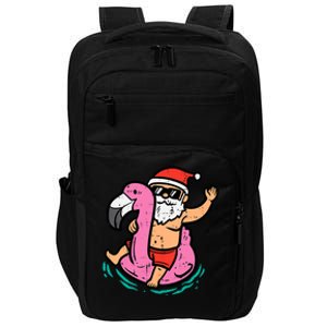 Santa Flamingo Floatie Funny Christmas In July Summer Xmas Impact Tech Backpack