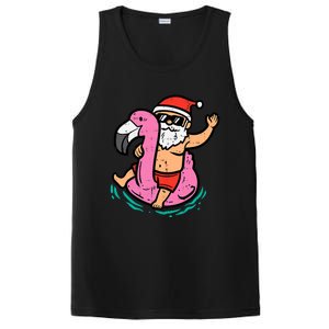 Santa Flamingo Floatie Funny Christmas In July Summer Xmas PosiCharge Competitor Tank