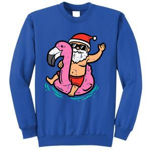 Santa Flamingo Floatie Funny Christmas In July Summer Xmas Sweatshirt