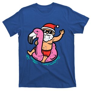 Santa Flamingo Floatie Funny Christmas In July Summer Xmas T-Shirt