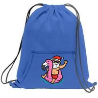 Santa Flamingo Floatie Funny Christmas In July Summer Xmas Sweatshirt Cinch Pack Bag