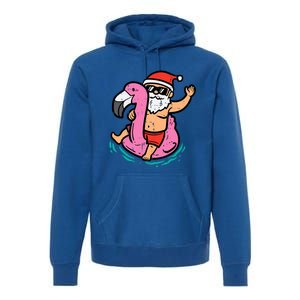 Santa Flamingo Floatie Funny Christmas In July Summer Xmas Premium Hoodie