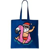 Santa Flamingo Floatie Funny Christmas In July Summer Xmas Tote Bag