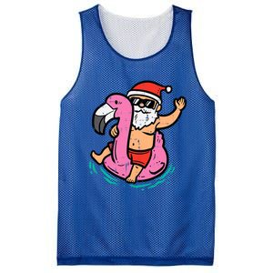 Santa Flamingo Floatie Funny Christmas In July Summer Xmas Mesh Reversible Basketball Jersey Tank