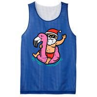 Santa Flamingo Floatie Funny Christmas In July Summer Xmas Mesh Reversible Basketball Jersey Tank