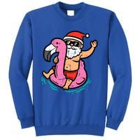 Santa Flamingo Floatie Funny Christmas In July Summer Xmas Tall Sweatshirt