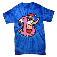 Santa Flamingo Floatie Funny Christmas In July Summer Xmas Tie-Dye T-Shirt