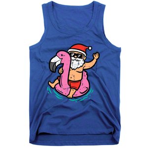 Santa Flamingo Floatie Funny Christmas In July Summer Xmas Tank Top