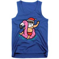 Santa Flamingo Floatie Funny Christmas In July Summer Xmas Tank Top