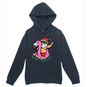 Santa Flamingo Floatie Funny Christmas In July Summer Xmas Urban Pullover Hoodie