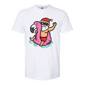 Santa Flamingo Floatie Funny Christmas In July Summer Xmas Softstyle CVC T-Shirt