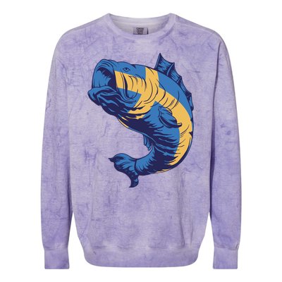 Swedish Flag Fish Colorblast Crewneck Sweatshirt