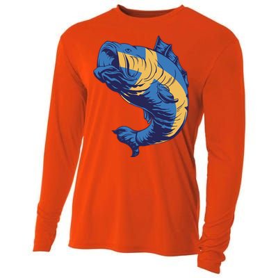 Swedish Flag Fish Cooling Performance Long Sleeve Crew