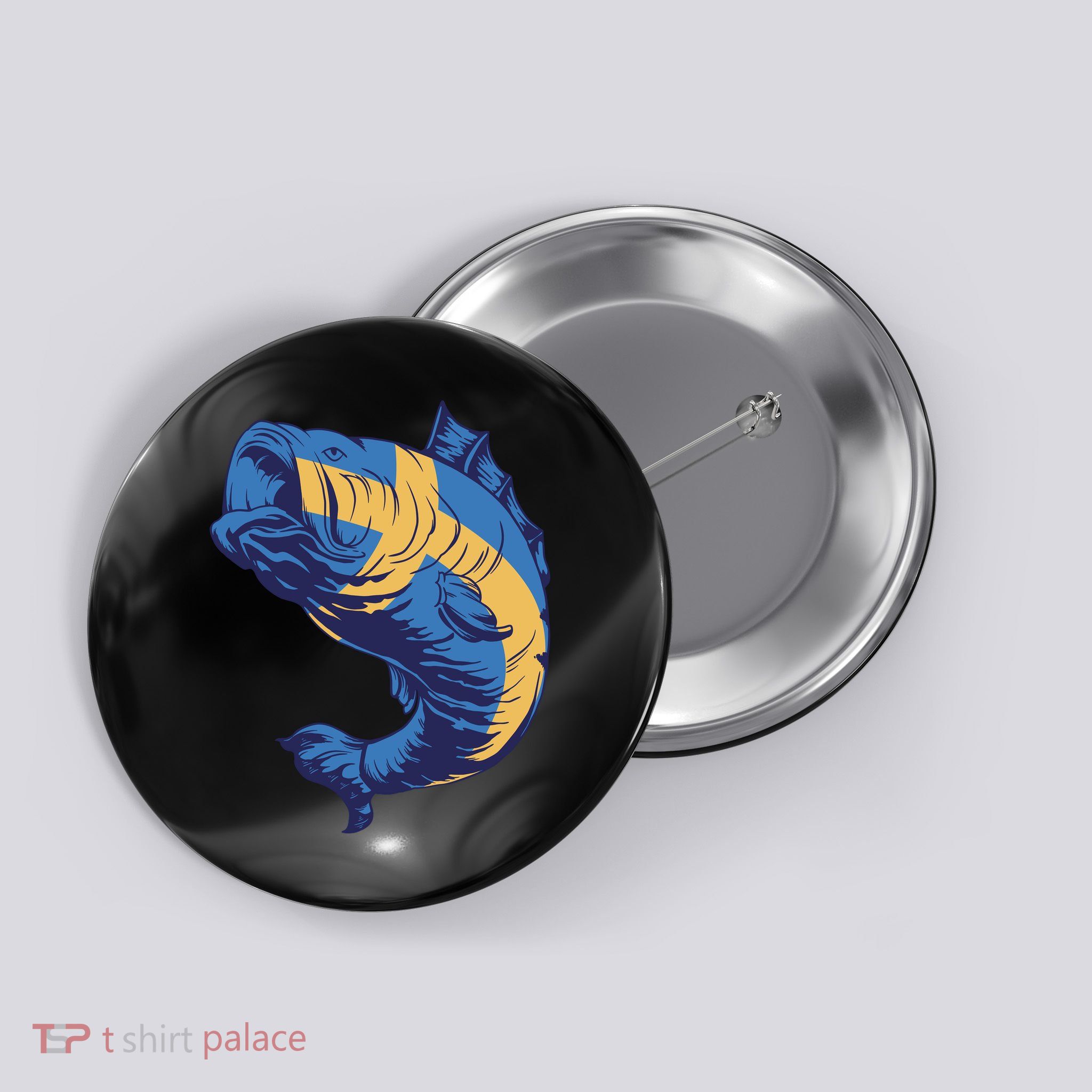Swedish Flag Fish Button
