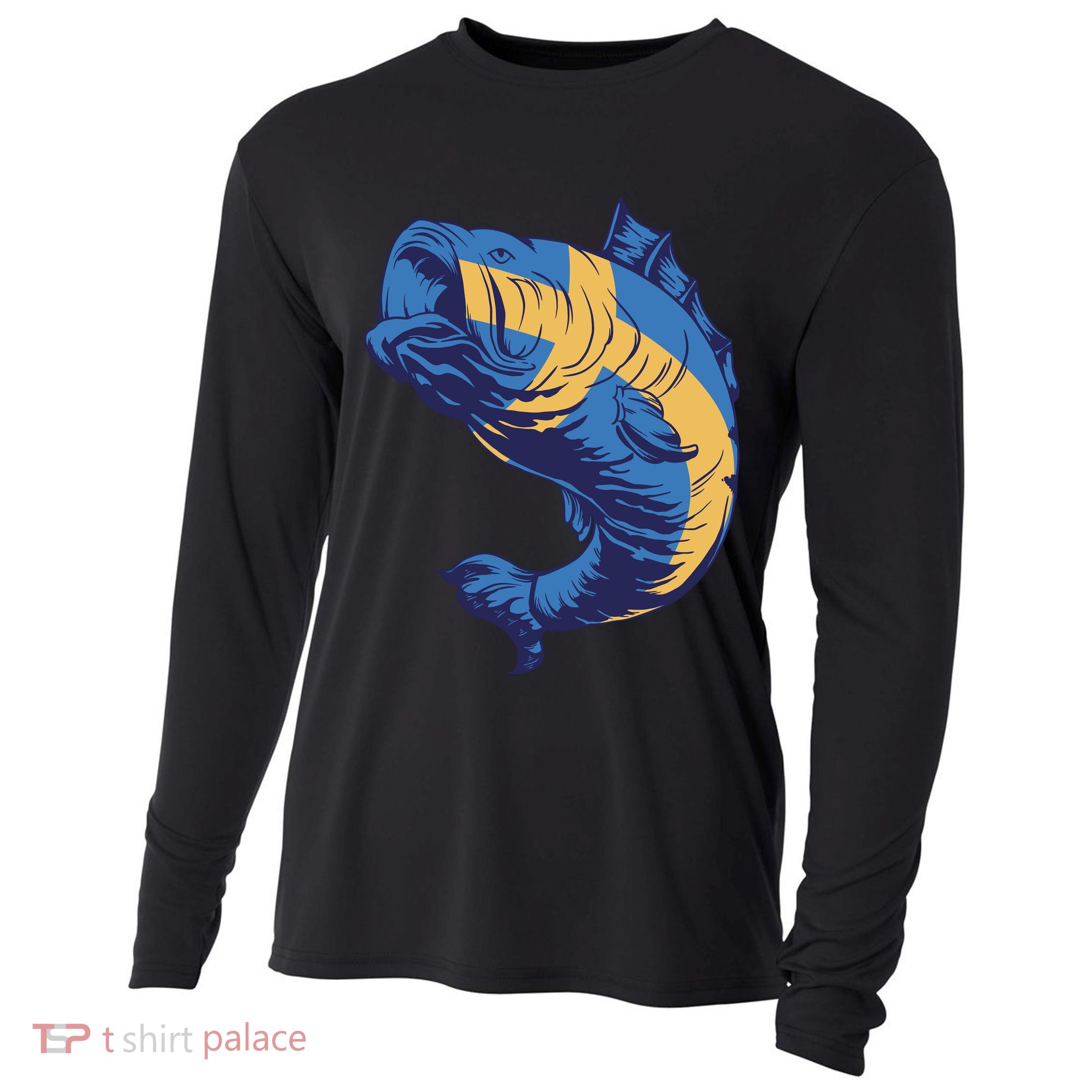 Swedish Flag Fish Cooling Performance Long Sleeve Crew