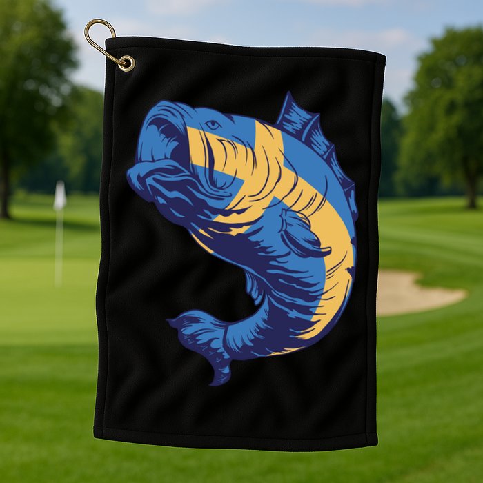 Swedish Flag Fish Golf Towel