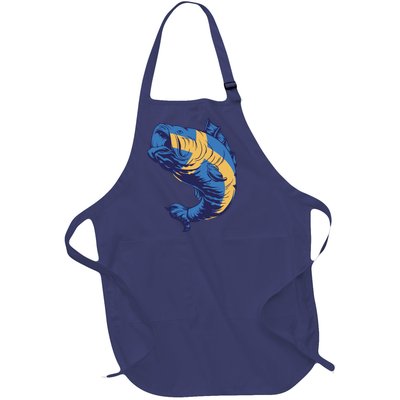 Swedish Flag Fish Full-Length Apron With Pockets