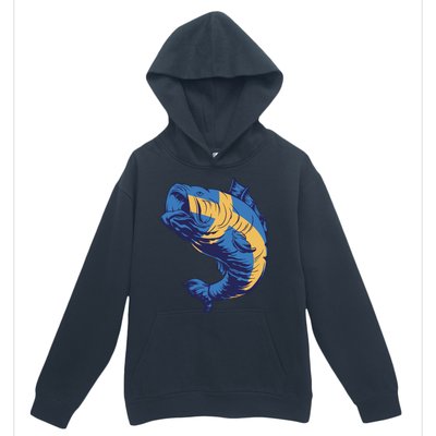 Swedish Flag Fish Urban Pullover Hoodie