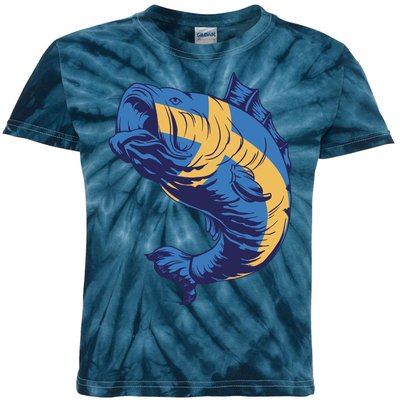 Swedish Flag Fish Kids Tie-Dye T-Shirt