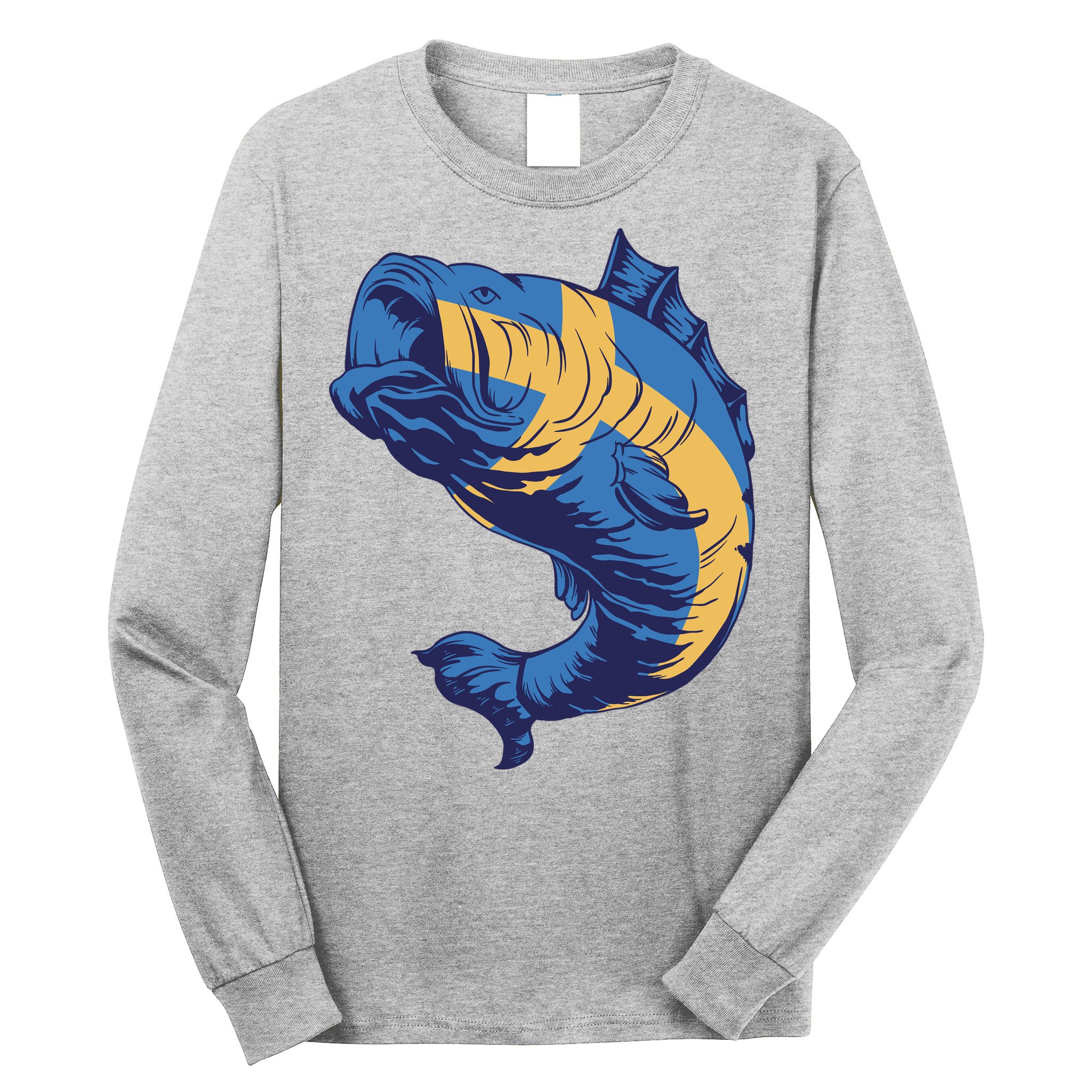 Swedish Flag Fish Long Sleeve Shirt