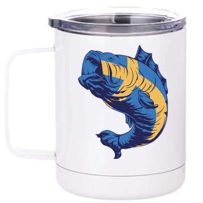 Swedish Flag Fish 12 oz Stainless Steel Tumbler Cup