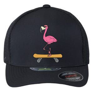 Skateboarding Flamingo Funny Skateboard Flamingo Flexfit Unipanel Trucker Cap