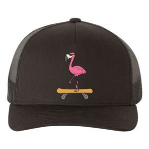 Skateboarding Flamingo Funny Skateboard Flamingo Yupoong Adult 5-Panel Trucker Hat