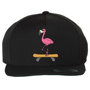 Skateboarding Flamingo Funny Skateboard Flamingo Wool Snapback Cap