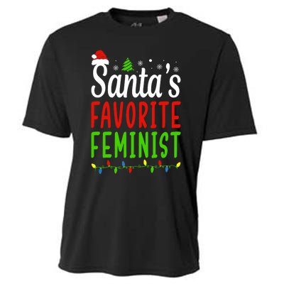 Santas Favorite Feminist Funny Christmas Santa Hat Light Cooling Performance Crew T-Shirt