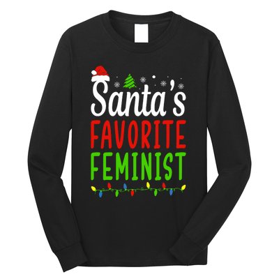 Santas Favorite Feminist Funny Christmas Santa Hat Light Long Sleeve Shirt